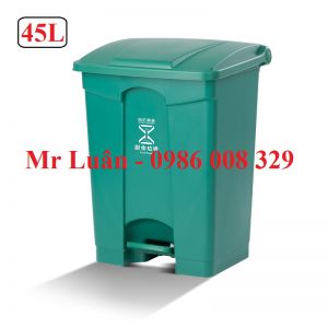 Thùng rác nhựa đạp chân 45L xanh