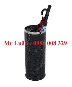 Thùng tròn đựng dù viền inox trắng