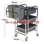 Xe đẩy thu gom bát đĩa dọn bàn ăn nhà hàng