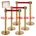 Trụ barie inox vàng dây kéo đỏ