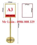 Bảng chỉ dẫn inox đứng A3 vàng mặt dọc