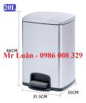 Thùng rác inox vuông đạp chân 20L
