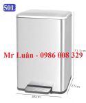 Thùng rác inox vuông đạp chân 50L