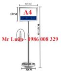 Bảng chỉ dẫn inox đứng 2 mặt A4 tăng chiều cao