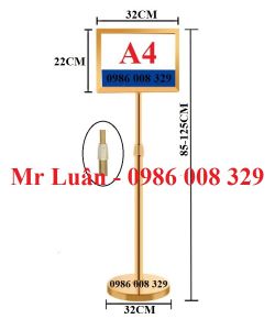 Bảng inox vàng mặt đứng A4 tăng chiều cao