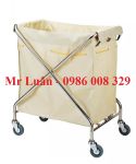 Xe dọn phòng chở đồ giặt là inox chữ X