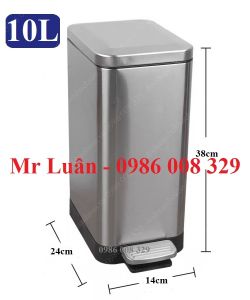 Thùng rác inox đạp chân hình chữ nhật 10L