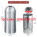 Thùng rác inox tròn nắp hở bỏ rác trực tiếp