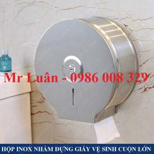 Hộp đựng giấy vệ sinh cuộn lớn inox nhám tròn