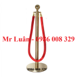 Trụ barier inox vàng dây nhung đỏ