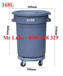 Thùng rác nhựa tròn nhà bếp 168L