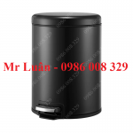Thùng rác đạp chân 5L inox đen có giảm chấn