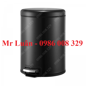 Thùng rác đạp chân 5L inox đen có giảm chấn