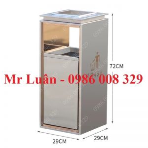 Thùng rác inox gạt tàn để sảnh size nhỏ