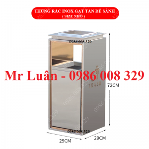 Thùng rác inox gạt tàn để sảnh size nhỏ