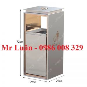 Thùng rác inox có logo cấm hút thuốc size nhỏ