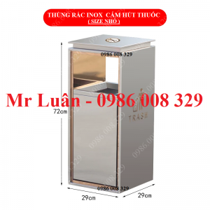 Thùng rác inox có logo cấm hút thuốc size nhỏ