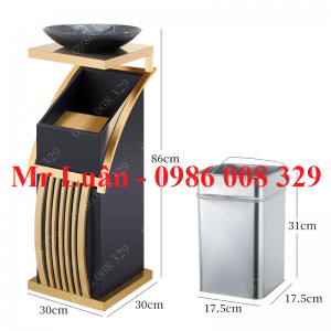 Thùng rác inox vàng đại sảnh chữ Z