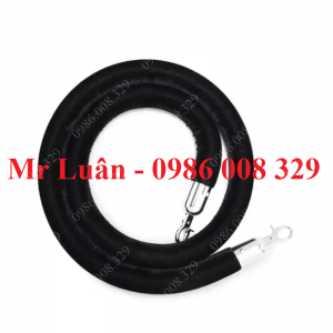Dây nhung đen khóa trắng trụ chắn inox