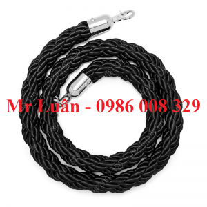Dây thừng bện đen khóa trắng cột chắn inox