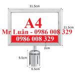 Bảng chỉ dẫn A4 trắng mặt ngang cho cột chắn inox