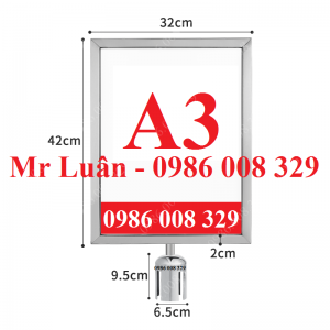 Bảng chỉ dẫn A3 trắng mặt đứng cho cột chắn inox