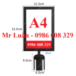 Bảng chỉ dẫn A4 đen mặt đứng cho cột chắn inox