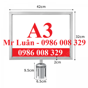 Bảng chỉ dẫn A3 trắng mặt ngang cho cột chắn inox