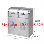 Thùng rác inox 2 ngăn nắp đẩy