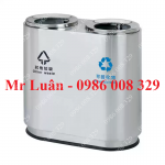 Thùng rác inox 2 ngăn nắp hở