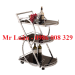 Xe đẩy phục vụ rượu đồ uống inox trắng