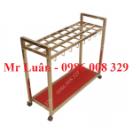 Kệ để dù giá treo ô inox vàng 24 ngăn