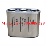 Thùng rác inox 3 ngăn nắp hở