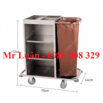 Xe dọn buồng phòng khách sạn inox 1 túi treo