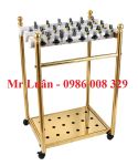 Kệ để ô dù inox vàng 18 ô có khóa
