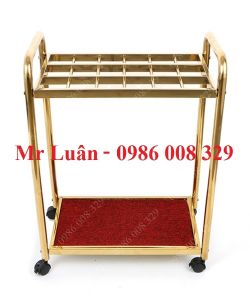 Kệ để ô dù inox vàng 18 ô không khóa