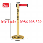 Cột chắn inox vàng dây kéo căng 5m
