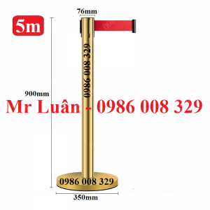 Cột chắn inox vàng dây kéo căng 5m