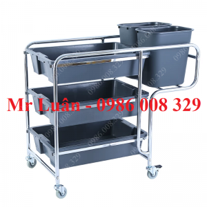 Xe dọn bàn ăn 3 tầng khung inox 110