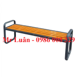 Ghế công viên không tựa nan thép sơn màu gỗ