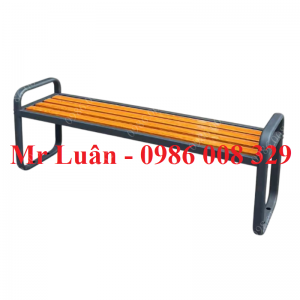 Ghế công viên không tựa nan thép sơn màu gỗ