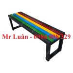 Ghế công viên không tựa nan gỗ nhựa nhiều màu