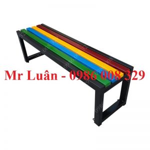 Ghế công viên không tựa nan gỗ nhựa nhiều màu