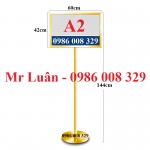 Bảng chỉ dẫn inox vàng 2 mặt A2 ngang