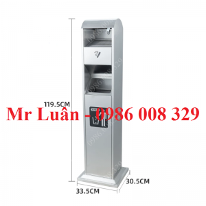 Cây trụ gạt tàn thuốc inox hình chữ nhật