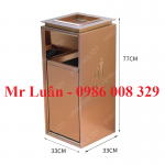 Thùng rác sảnh có gạt tàn inox vàng