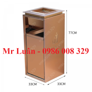 Thùng rác sảnh có gạt tàn inox vàng