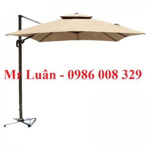 Ô dù ngoài trời 3m lệch tâm vuông màu kaki khung nhôm