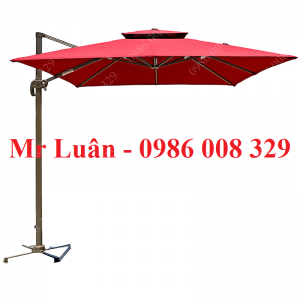 Ô dù ngoài trời 3m lệch tâm vuông màu đỏ khung nhôm