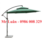 Ô dù ngoài trời 3m lệch tâm vuông màu xanh khung thép